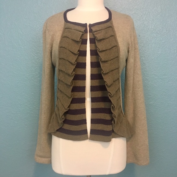 Anthropologie Sweaters - Anthropologie Sparrow Ruffled Striped Cardigan